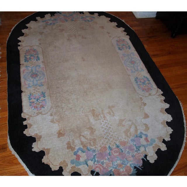 1920s Handmade Antique Art Deco Chinese Rug 4.10' X 8' For Sale - Image 10 of 11