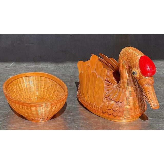 Wood Vintage Coastal Shanghai Weave Duck For Sale - Image 7 of 9