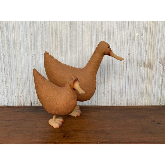 Midcentury Pair of Wicker Woven Ducks with Wood Details For Sale - Image 18 of 18