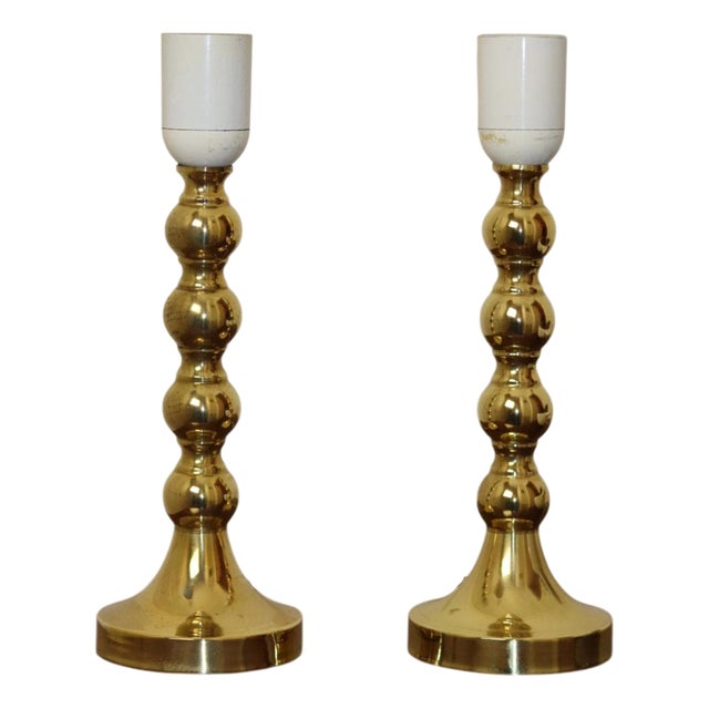 Mid-Century Swedish Brass Lamps, Set of 2 For Sale