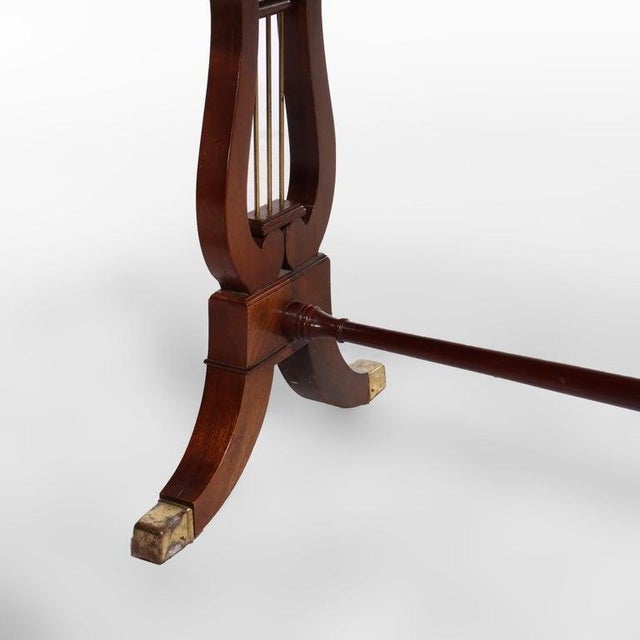 Vintage Baker Sheraton Style Mahogany Cross Band 2-Drawer Drop Leaf Server For Sale - Image 6 of 14