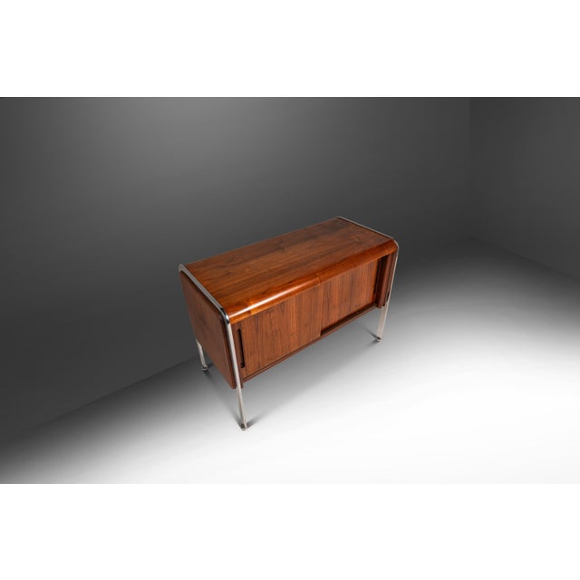 Mid-Century Modern Mid-Century Modern Record Cabinet in Teak W/ Chrome Legs After Ste Marie & Laurent, Canada, C. 1970's For Sale - Image 3 of 18