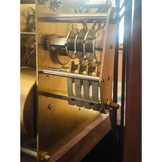 Vintage English-Style Grandmother Clock • Franz Hermle German Mechanical Movement • Burlwood & Mahogany Case For Sale - Image 12 of 15