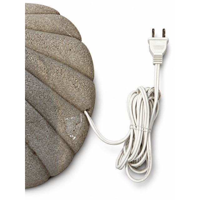 1980s 1980s Postmodern Textured Spiral Column Floor Lamp With Cream Pleated Shade For Sale - Image 5 of 10