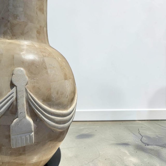 Vintage Tessellated Stone Vase With Ribbons For Sale - Image 10 of 10