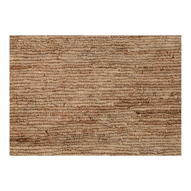 High Quality Hand Knotted Tan Natural Jute Loop Pattern Solid Rug 6x9Ft. For Sale