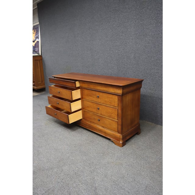 Brown National Mt. Airy Louis Philippe Style Cherry Double Dresser For Sale - Image 8 of 10