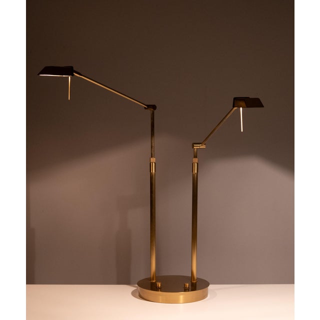 Brass Double L Table Lamp by Ben Demmers,1980s For Sale - Image 12 of 13