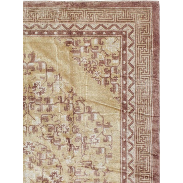 A vintage silk Chinese carpet from the mid-20th century. Measures: 8' 11" x 11' 7