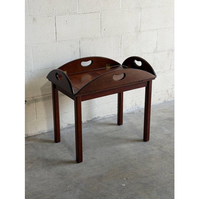 Vintage Scandinavian Mid Century Modern transforming wooden tray table with beautifully warm wood tones and an ingenious...
