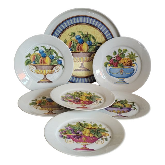 Pie Service and Platter and Plates in Limoges Porcelain, 1960s, Set of 7 For Sale
