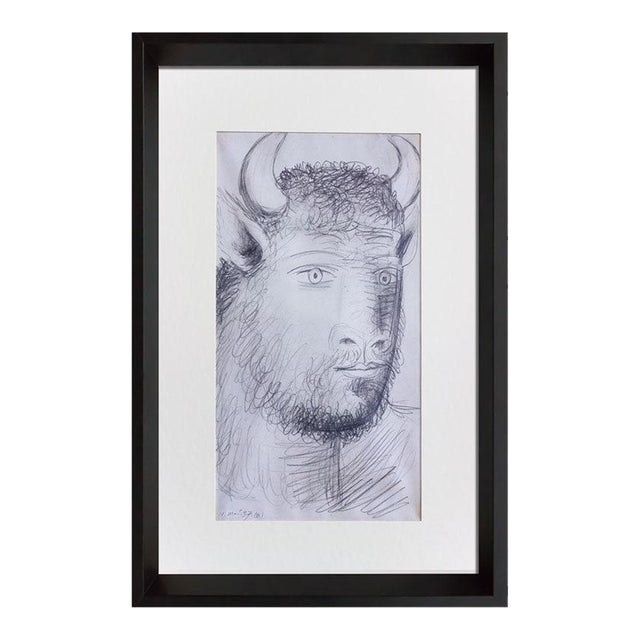 Pablo Picasso Lithograph Guernica Preparatory Bull Study Ltd Ed W/Frame For Sale