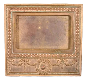 Tiffany Studios New York Adam Bronze Doré and Enamel Desk Calendar Frame or Picture Frame