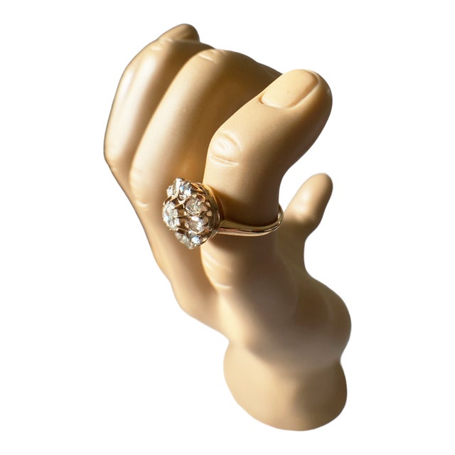 1920's 14k Yellow Gold Rose Cut Diamond Ring Size 4 For Sale - Image 11 of 12