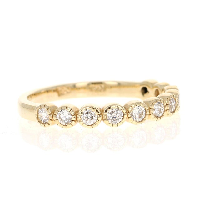 Contemporary 0.44 Carat Diamond 14 Karat Yellow Gold Band For Sale - Image 3 of 8