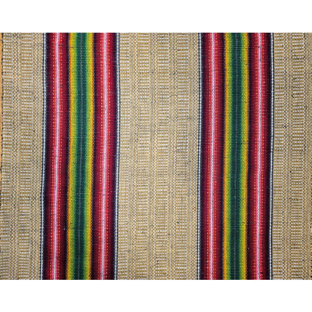 Vintage American Rag Runner, Handwoven Stripe Pattern, Tan, Green & Magenta, 3x13 For Sale - Image 9 of 13