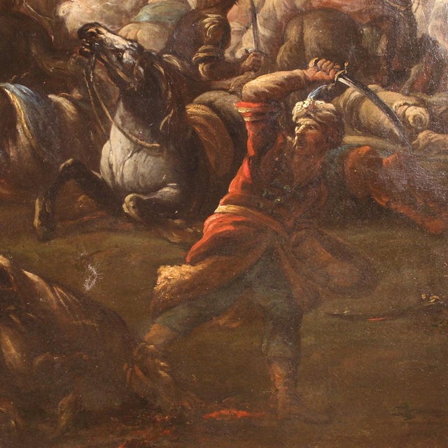 Italian Artist, Battle Between Christians and Ottomans, 1720, Oil on Canvas, Framed For Sale - Image 10 of 15