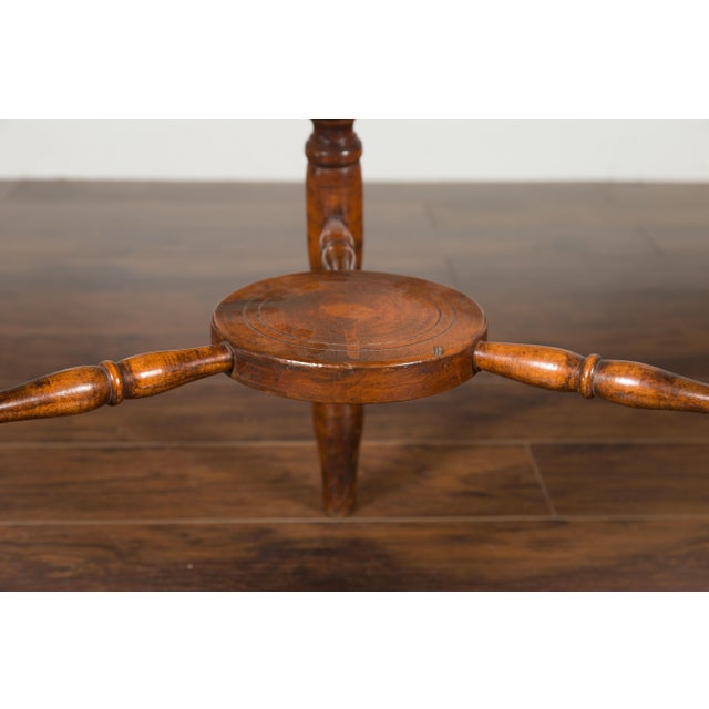 English 1860s Cricket Table with Turned Legs and Circular Sycamore Top For Sale - Image 10 of 12
