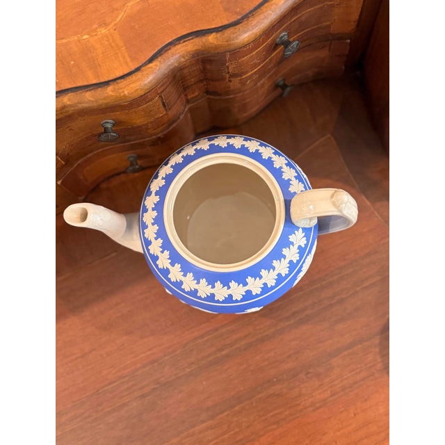 Early 20th Century Copeland Spode Jasperware Style Antique Blue and White Teapot For Sale In Raleigh - Image 6 of 13