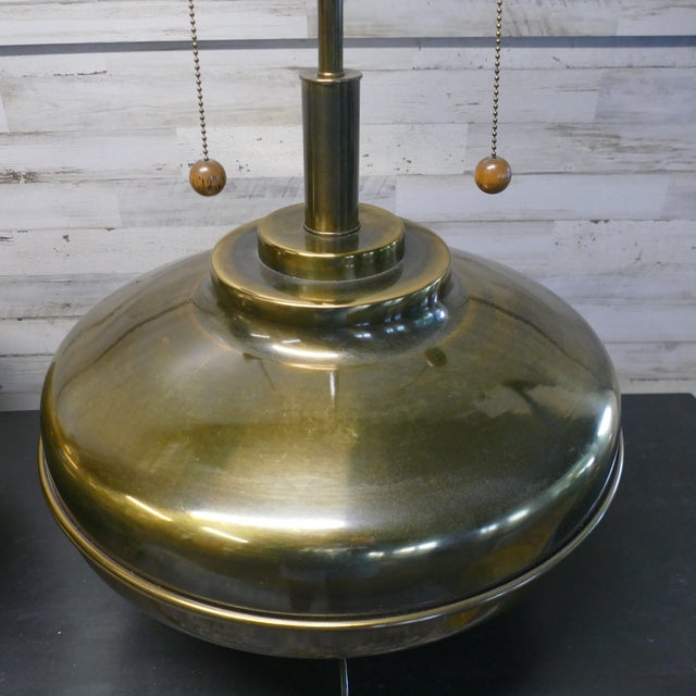 Mid 20th Century Authentic Marbro Monumental Brass Table Lamps With Original Pleated Shades - a Pair For Sale - Image 12 of 18