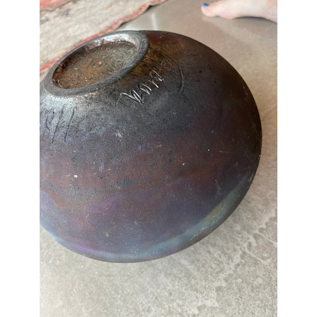 Rare Karl Christiansen 1985 Signed Large Scale Raku Ceramic Geometric Pierced Art Vessel VaseVase Wilton Iowa For Sale - Image 11 of 12