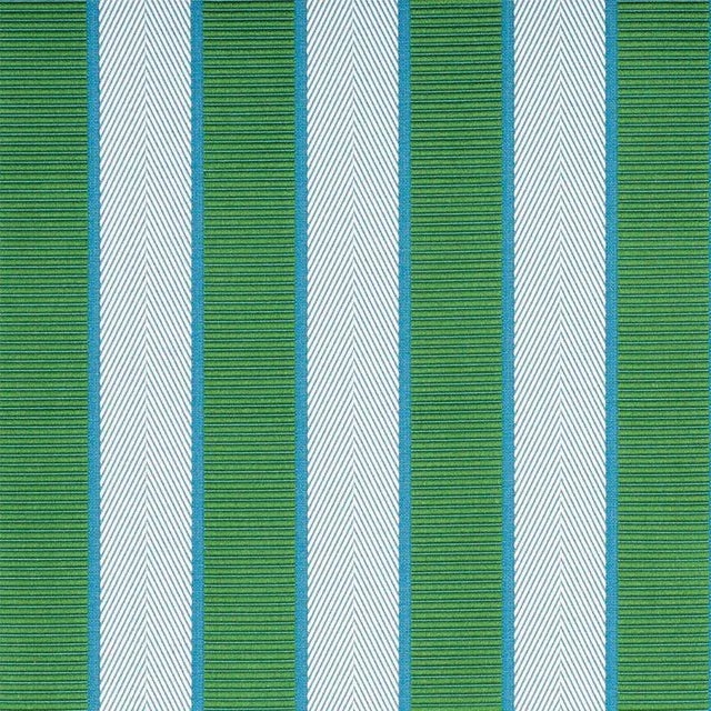 Modern Sample - Schumacher X Timothy Corrigan Ribbon Stripe Fabric in Emerald For Sale - Image 3 of 3