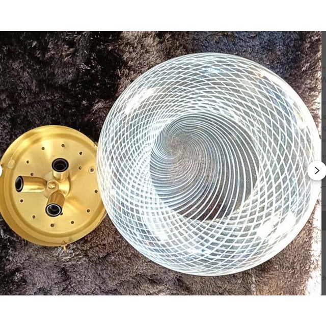 Venini Murano Reticello Swirl Glass Ceiling Light from Venini For Sale - Image 4 of 9