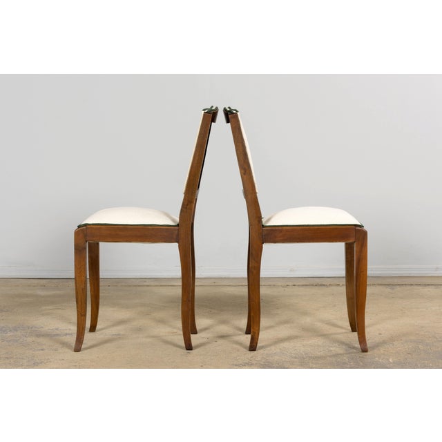 Set of Six 1930s French Art Deco Mustache Back Walnut Dining Chairs For Sale - Image 14 of 18