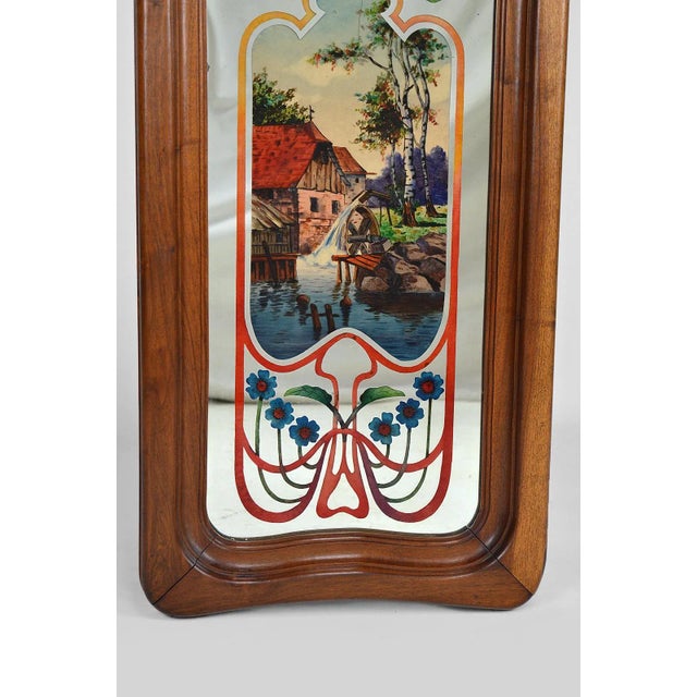Art Nouveau Mirror with Bucolic Painted Scene, 1900s For Sale - Image 14 of 18