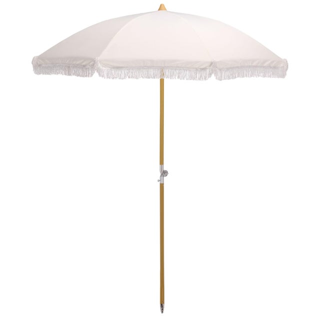 Ivory Valencia 6.5 Ft Beach Fringed Umbrella, Ivory For Sale - Image 8 of 8