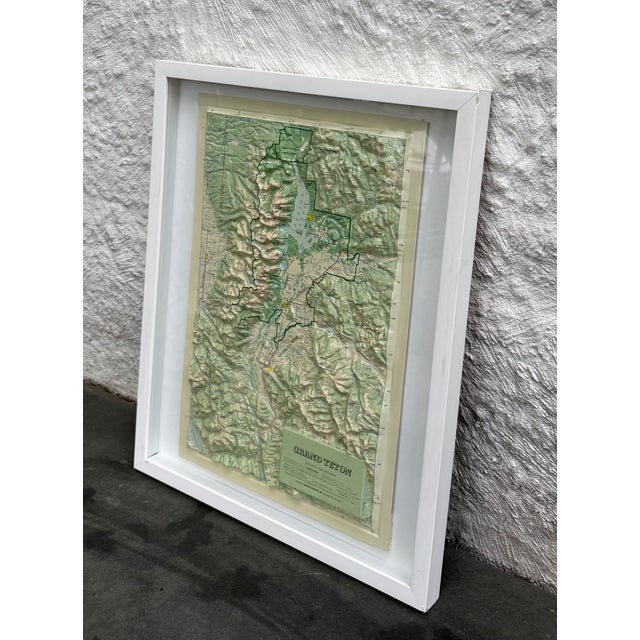 Mid-Century Modern Vintage Grand Teton Wyoming Hubbard Scientific Map Raised Relief Framed For Sale - Image 3 of 6