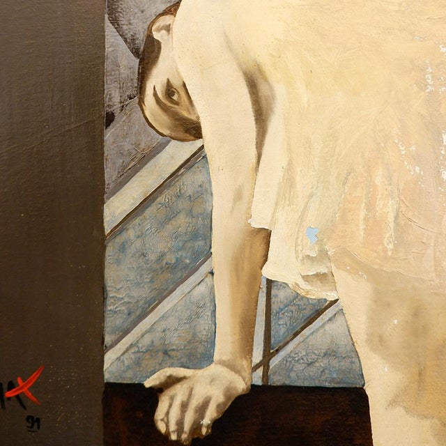 Oil on canvas painting, signed lower left MAX and dated 1991 Painting - decoration - VintageMeasures : 80cmx120cm -...