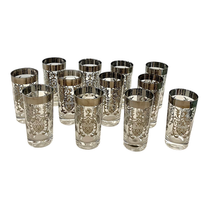 Mid Century Modern Silver Shield Glassware- Set of 12