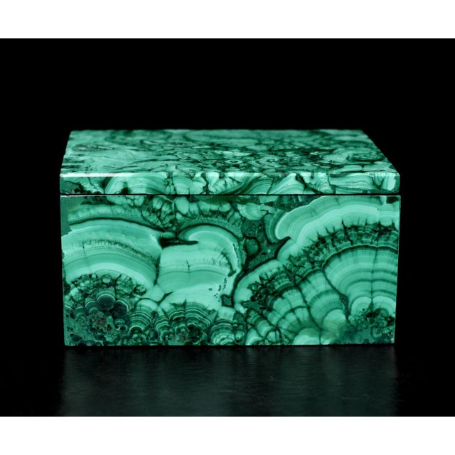 Malachite Box Thorns and Roses Italian Made Gemstone Box For Sale In Los Angeles - Image 6 of 15