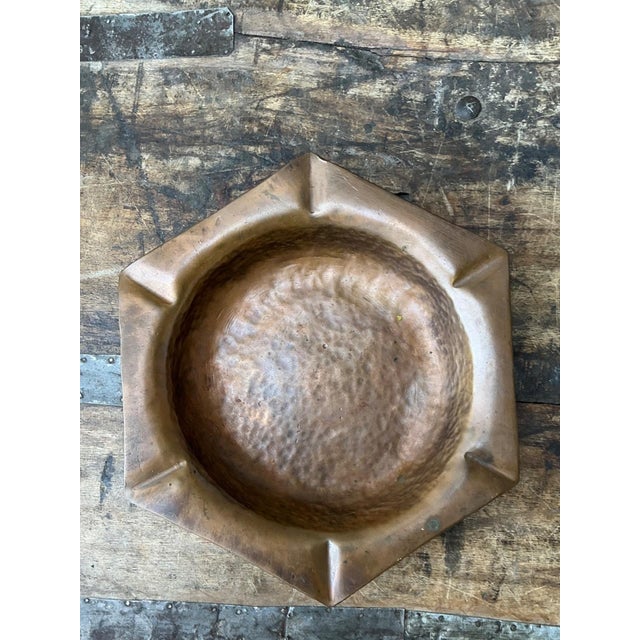Metal Vintage Hexagonal Hammered Copper Ashtray For Sale - Image 7 of 16