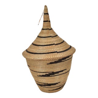 Early 20th Century Tutsi Basket with Lid Rwanda For Sale