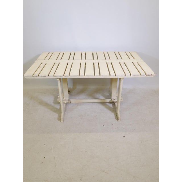 1970s Mid-Century Folding Wooden Riviera Garden Table from Triconfort, 1970s For Sale - Image 5 of 11