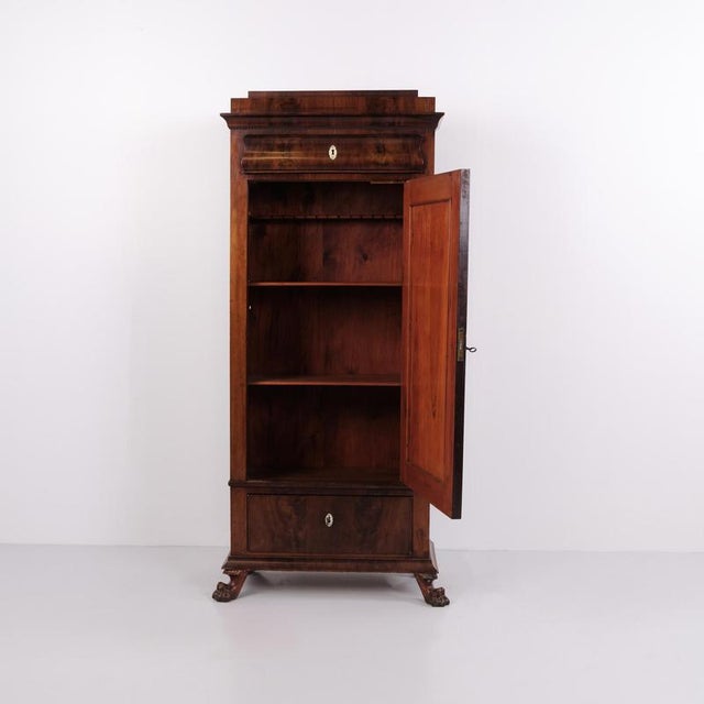 Mid 19th Century Antique Hand-Polished Mahogany Silverware Cabinet with Lion Feet, 1860s For Sale - Image 5 of 13