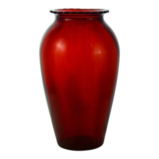 Ruby Red Glass 9” Vase For Sale