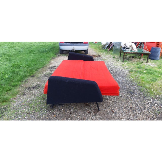 Black Vintage Sofa in Red and Black Fabric, 1970 For Sale - Image 8 of 12