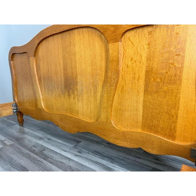 Vintage French Louis XVI Double Bed Frame in Oak For Sale - Image 10 of 11