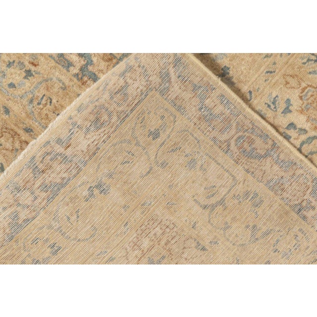 Orange Antique Persian Kirman Orange, Beige and Blue Hand Knotted Wool Rug For Sale - Image 8 of 8