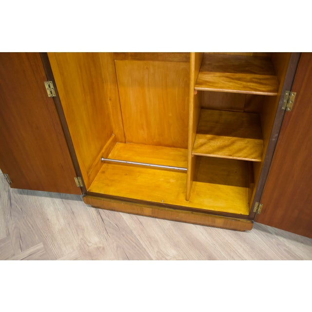 British Art Deco Burr Walnut Tallboy Linen Cabinet, 1930s For Sale - Image 9 of 10