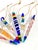 Set of six vintage handblown art-glass icicle ornaments, each individually formed with colorful applied glass details,...