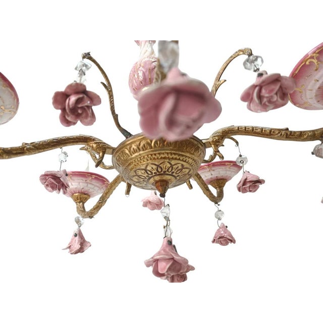 Manises Princes Pink Chandelier For Sale - Image 4 of 6
