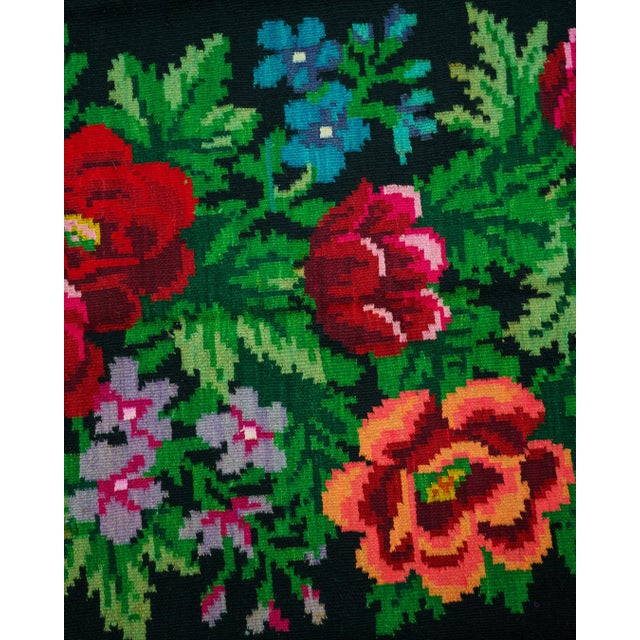 Black Vintage Romanian / Moldovan Handwoven Wool Rug, 1960s For Sale - Image 8 of 12