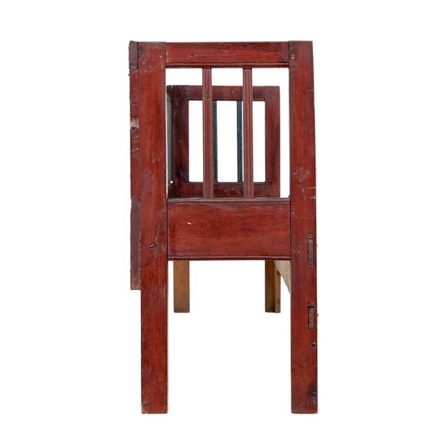 Swedish Rustic Hand-Painted Pine Bench, 1860 For Sale - Image 4 of 9