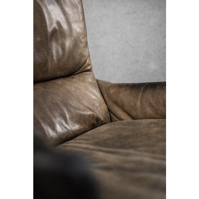 Mid-Century Modern German Brown Leather Lounge Swivel Chair from Musterring, 1960s For Sale - Image 16 of 18