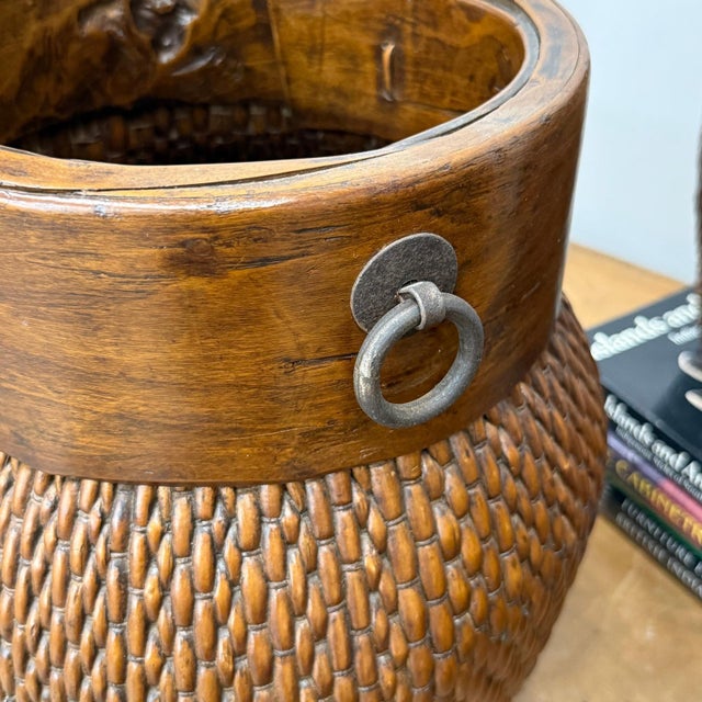 Woven Rattan Baskets with Wooden Rims, Sold Per For Sale - Image 4 of 14