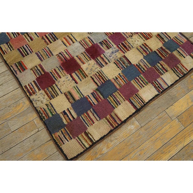 Wonderful Multi Color With Unique Symmetrical Design Antique American Hooked Rug For Sale In New York - Image 6 of 12